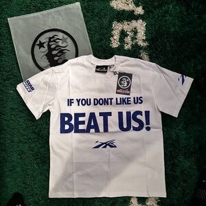 Hellstar White Graphic T Shirt Mens Size Small “If You Dont Like Us Beat Us” NEW